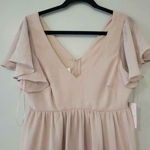 Birdy Grey Hannah Taupe Empire Chiffon Bridesmaid Wedding Dress. Size M - Picture 6 of 11